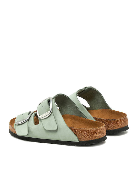 Arizona Big Buckle Δερμάτινα Γυναικεία Σανδάλια Πράσινα Narrow Fit