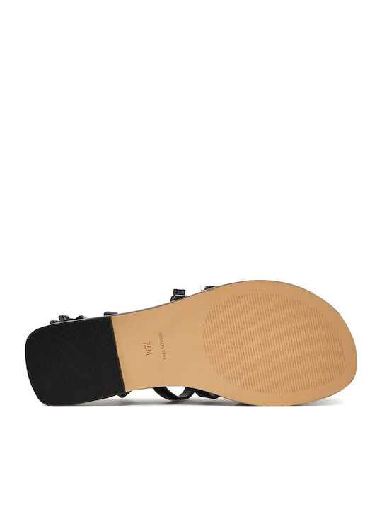 Darrington Leather Women's Flat Sandals in Black Color