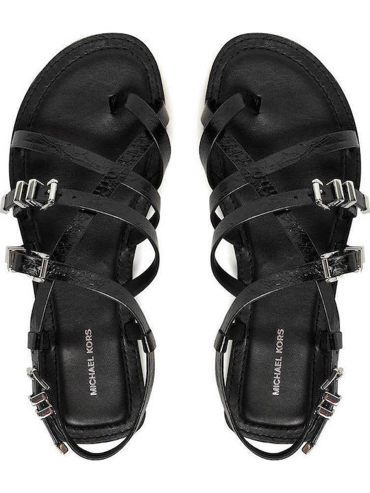 Darrington Leather Women's Flat Sandals in Black Color