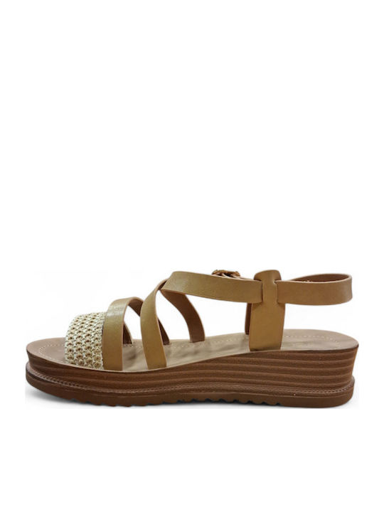 Γυναικεία Ανατομικά Σανδάλια Flatforms Μπεζ