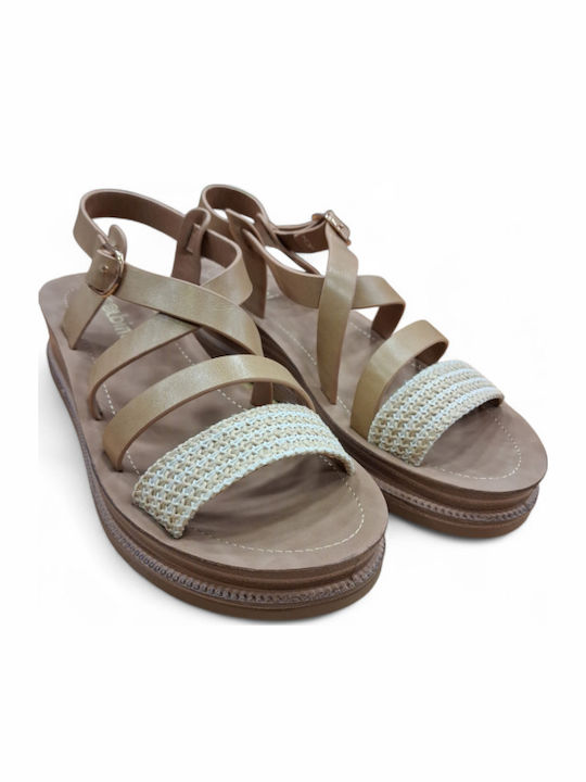 Γυναικεία Ανατομικά Σανδάλια Flatforms Μπεζ