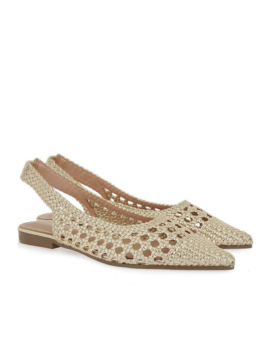Women's Ballerina Shoes Slingback in Gold Colour
