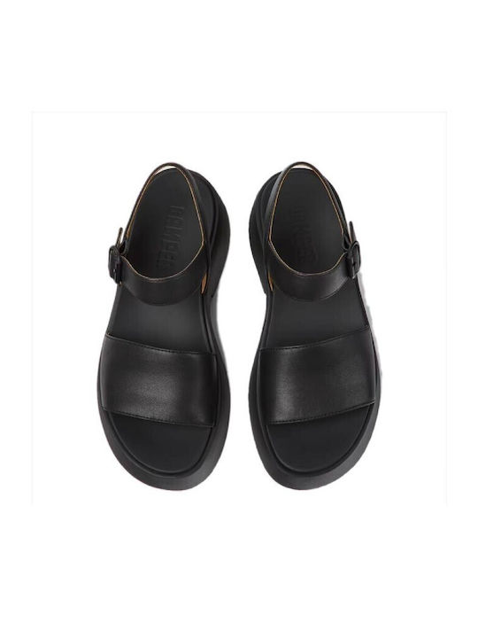 Gobi Tasha Leather Women's Flat Sandals in Black Color