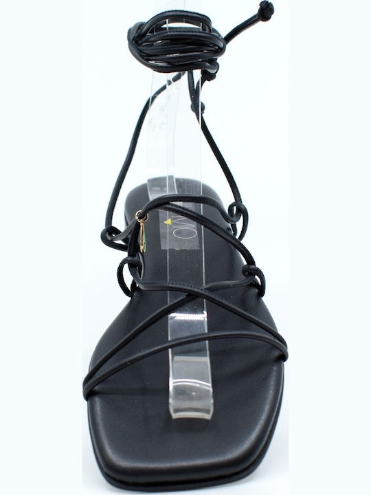 Leder Flache Sandalen für Damen in Schwarz Farbe