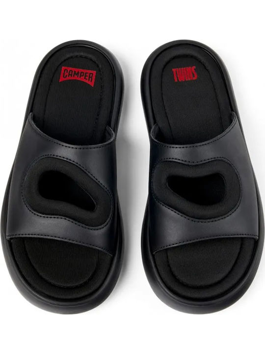 Twins Leather Women's Flat Sandals in Black Color
