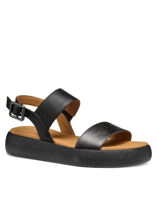 Camalei Women's Flat Sandals Flatforms in Black Color