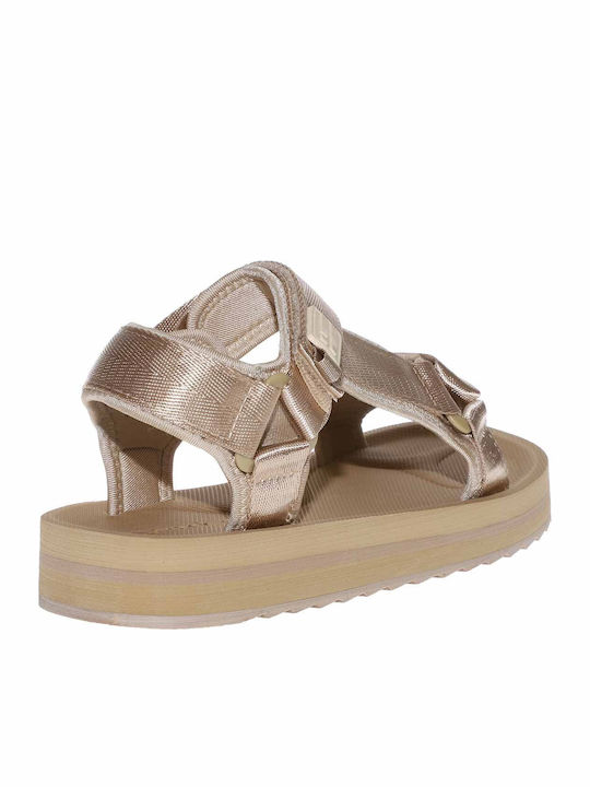 Women's Flat Sandals in Gold Color
