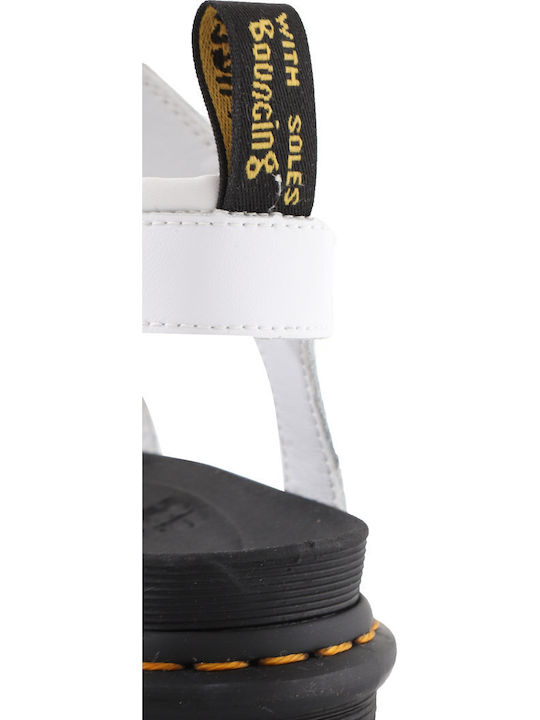 Vegan Blaire Women's Flat Sandals with Strap Flatforms in White Color