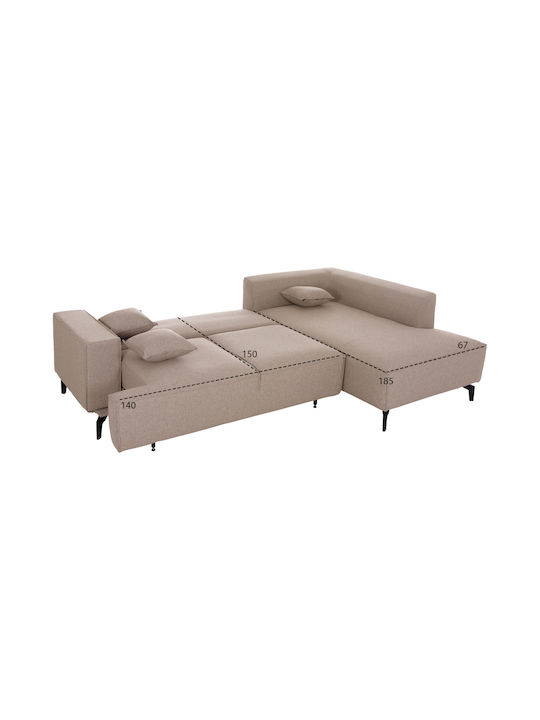 Saffira Colțar Canapea Pat cu Colțul din Dreapta și Spațiu de Depozitare Bej 270x112x100cm