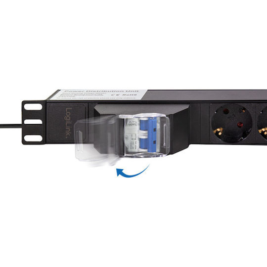 Logilink Pdu 1u 19 Inch Rack 6 Prize Schuko Intrare Schuko Max 16 A Siguranță 2 Poli 2 M "pdu6c02" Ștampilă Verde 0.8 Lei