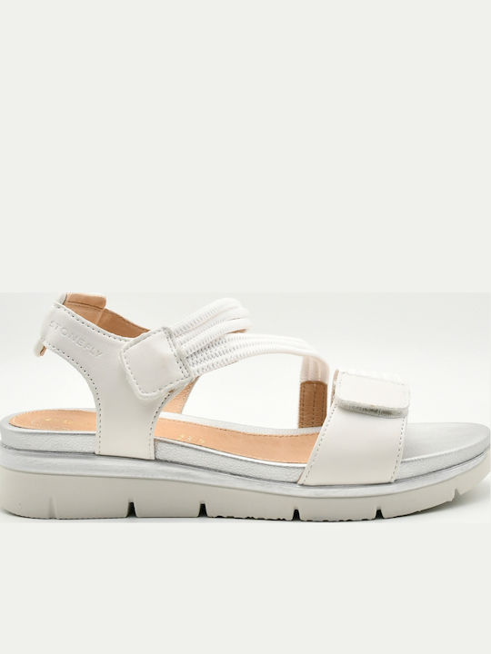 Leather Women's Flat Sandals White