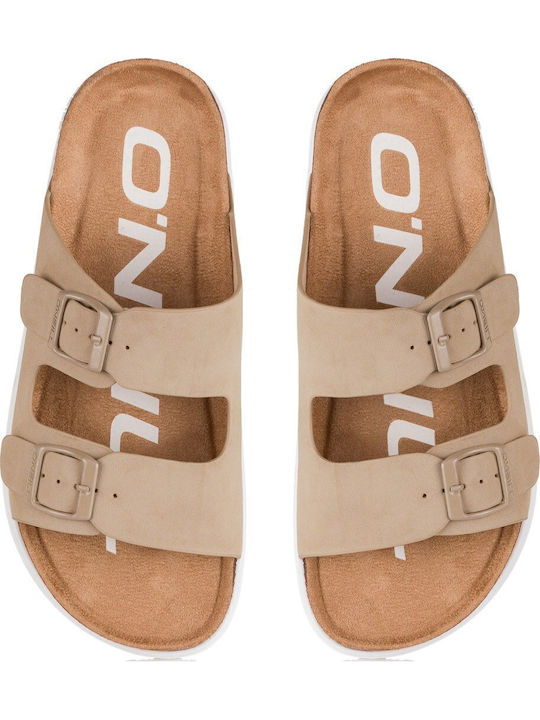 Women's Flat Sandals in Beige Color