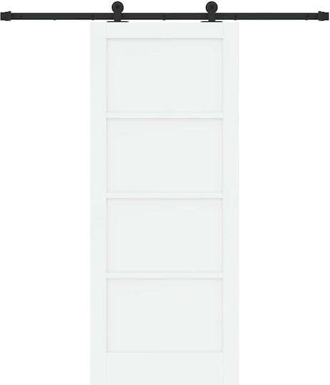 Schiebetür Weiß Schwarz 83 x 202 cm Massivholz Kiefer 3445452 Braun