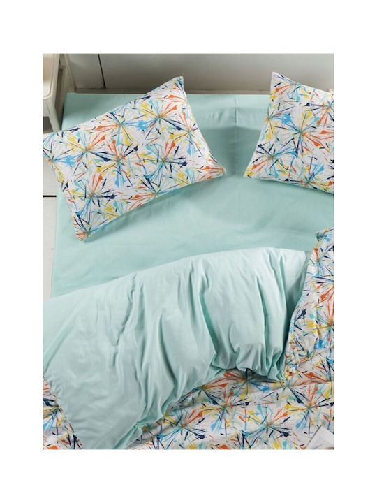SteweHome Σετ Παπλωματοθήκη Βαμβακερή 220x240cm Υπέρδιπλη με 2 Μαξιλαροθήκες Πολύχρωμο