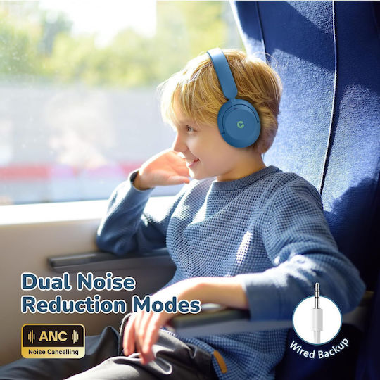 iClever BTH20 Căști Over Ear Wireless / Cu Fir cu 60 de Ore Autonomie și Încărcare Rapidă Albastre
