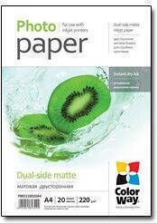 ColorWay Photo Paper Matte A4 (21x30) 220gsm for Inkjet Printers 20 Sheets