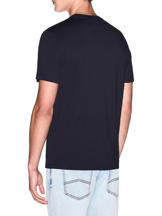 Armani Exchange Tricou Ecru-Albastru