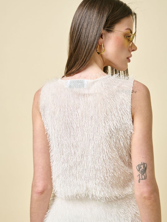 Γυναικείο Crop Top Αμάνικο Λευκό
