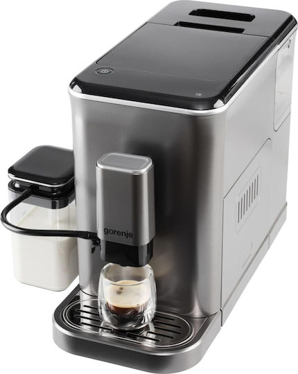 Gorenje Αυτόματη Μηχανή Espresso 1350W Πίεσης 20bar για Cappuccino με Μύλο Άλεσης Γκρι GFACM20S