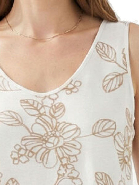 Women's Sleeveless Blouse with V-Neckline Ecru