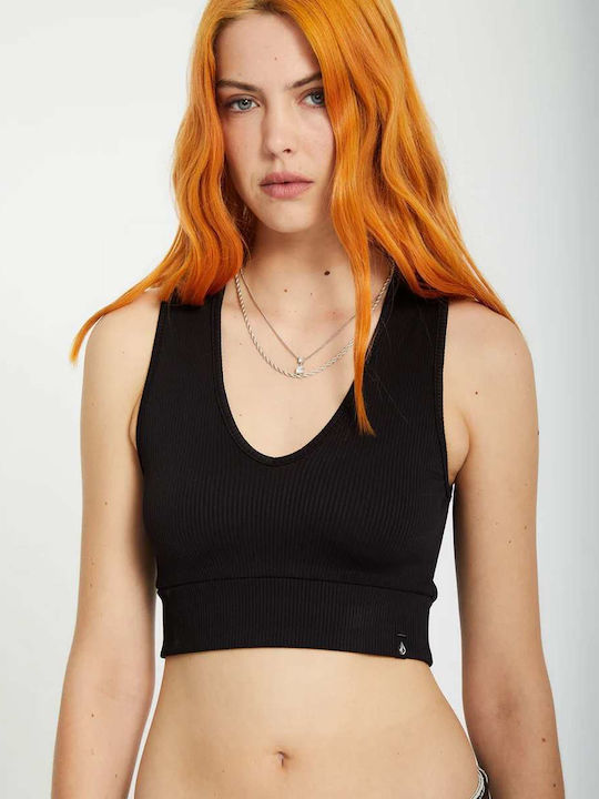 Γυναικείο Crop Top Αμάνικο Black Black