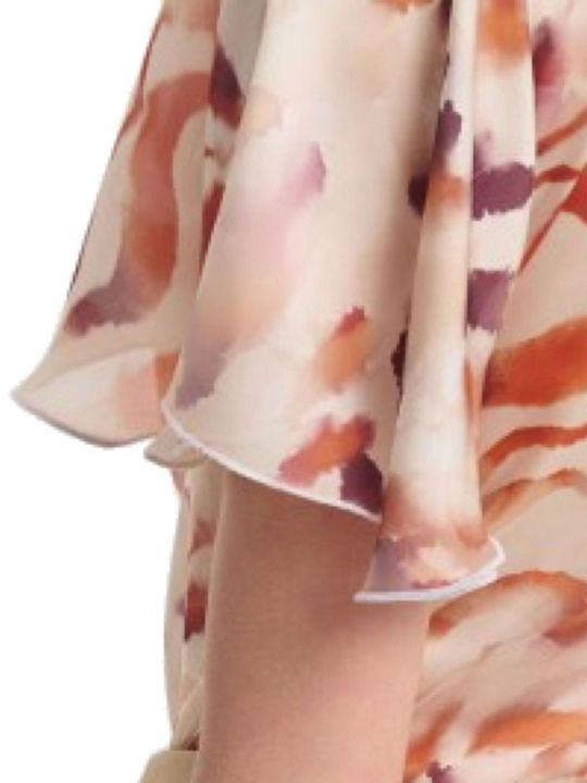 Women's Satin Short Sleeve Blouse Brown