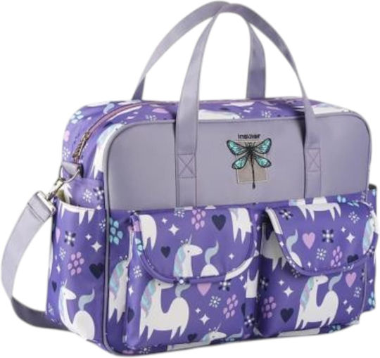 Queen Mother Diaper Bag-Changing Mat Shoulder/Handbag Purple 39x30x13cm