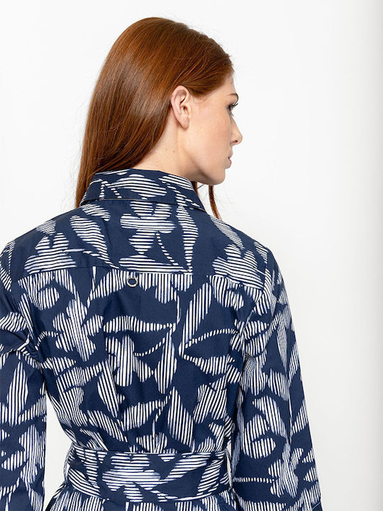 Summer Midi Shirt Dress Blue