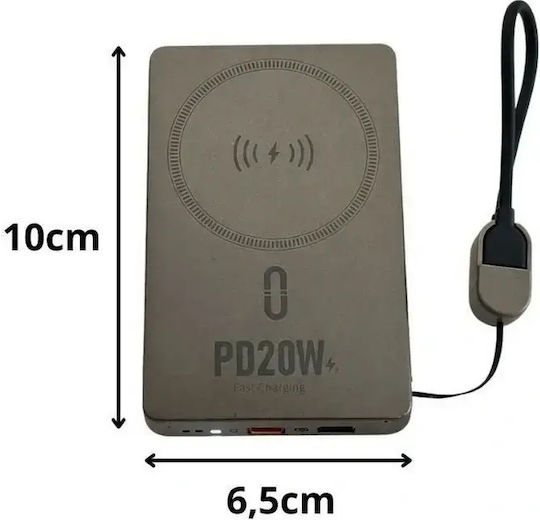 Verk Group 06396 Power Bank 5000mAh 20W με Θύρα USB-A και Θύρα USB-C Power Delivery Χρυσό