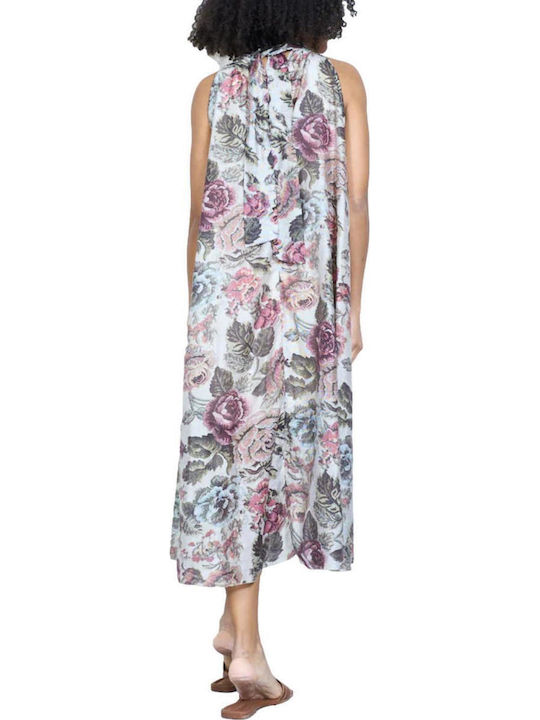Sommer Midi Kleid mit Halsausschnitt Hellblau