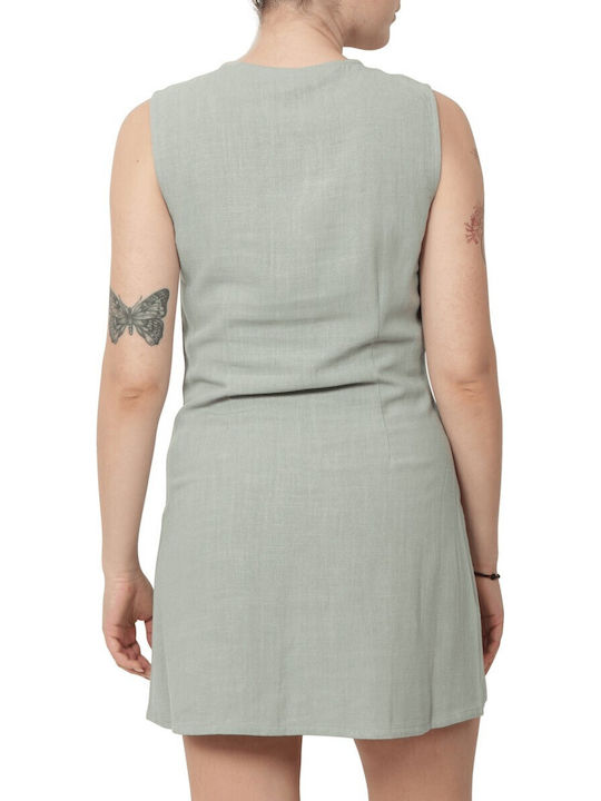 Siesta Summer Mini Dress Open Back Green
