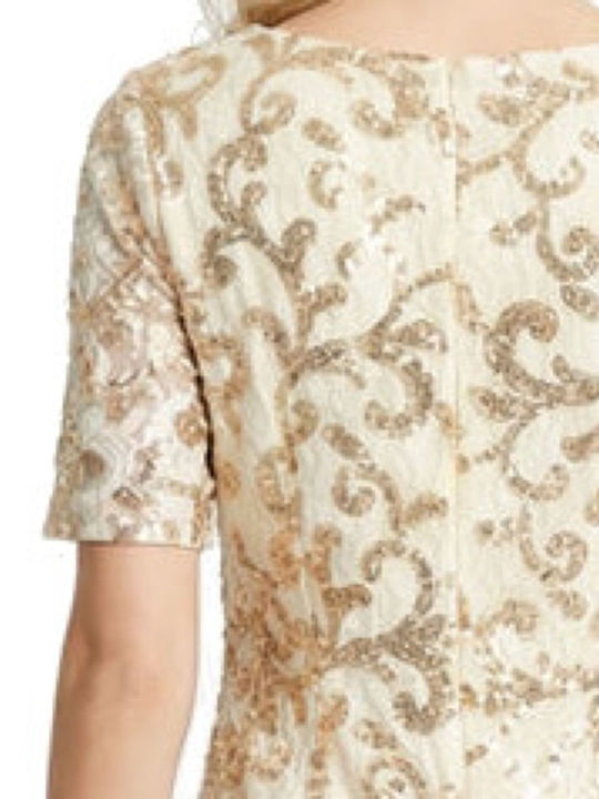 Rochie Mini De Seară Cu Dantelă Ecru