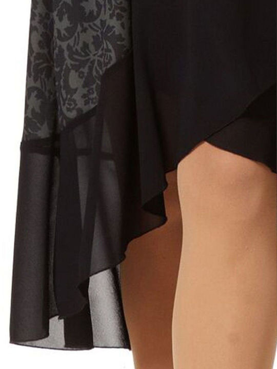 Mini Evening Dress Wrap with Ruffles Black