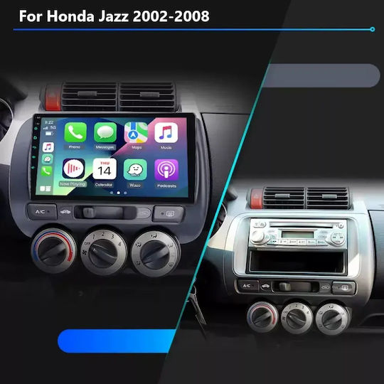 Автомобилна аудио система за Honda Jazz 2002-2008 с A/C (Bluetooth/USB/WiFi/GPS/Apple CarPlay/Android Auto) с тъчскрийн 9"