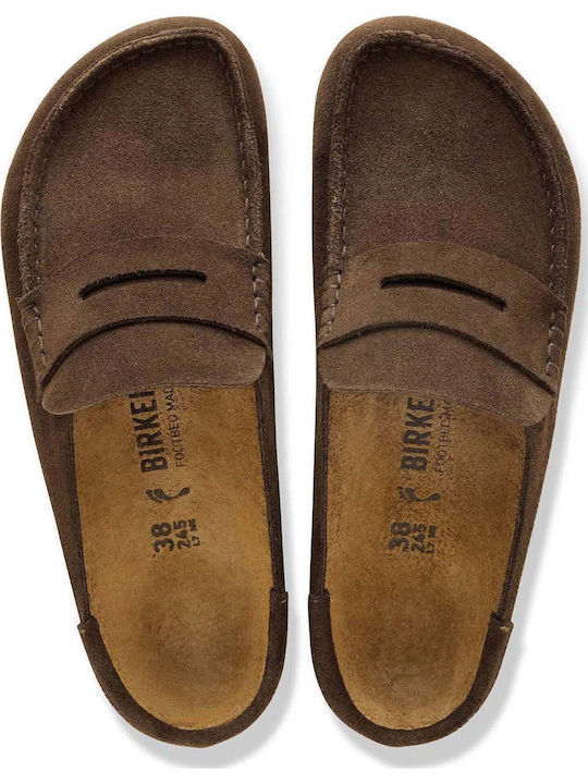 Leather Mules with Heel in Brown Colour