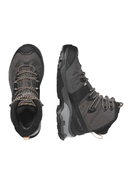 Salomon Quest 4 Gxt Women's Hiking Waterproof Boots with Gore-Tex Membrane Magnet Black