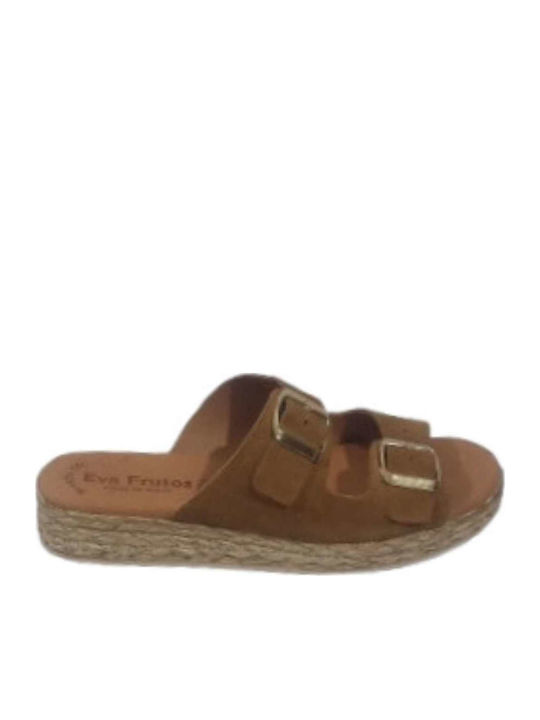 Leder Flache Sandalen für Damen Tabac Braun