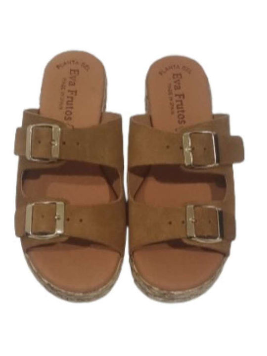 Leder Flache Sandalen für Damen Tabac Braun