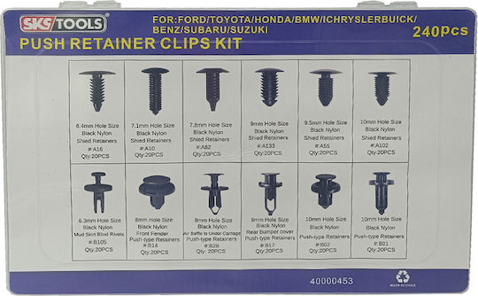 Σετ Κλιπς Ταπετσαρίας 240 Τεμαχίων Ford Toyota Honda Bmw Crysler Buick Benz Subaru Suzuki Sks Tools 40000453