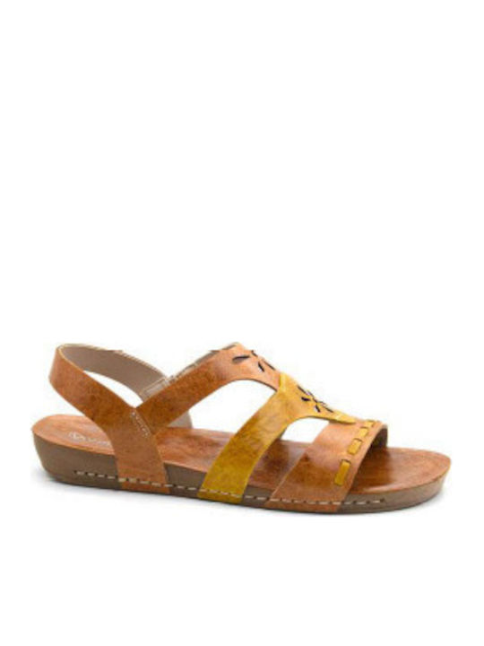 Women's Flat Sandals Brown/Yellow