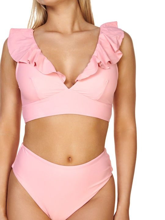 Set Bikini Hohe Taille Rosa