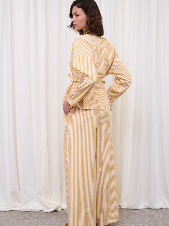 Γυναικείο Υφασμάτινο Παντελόνι Ριγέ Yellow Stripes