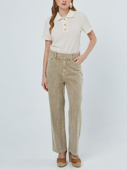 Women's Fabric Trousers Beige