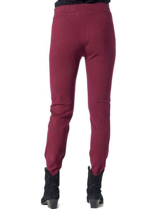 Damen Stoffhose mit Gummiband Bordeaux