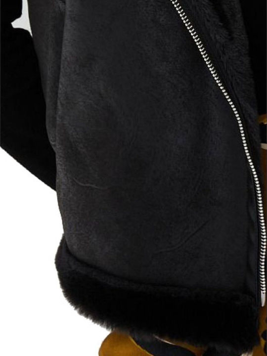 Mouton Women's Sleeveless Jacket for Winter Black