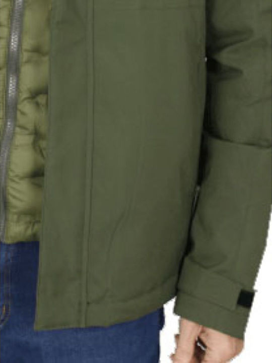 Geacă Parka de Iarnă Impermeabilă și cu Protecție Împotriva Vântului Kaki