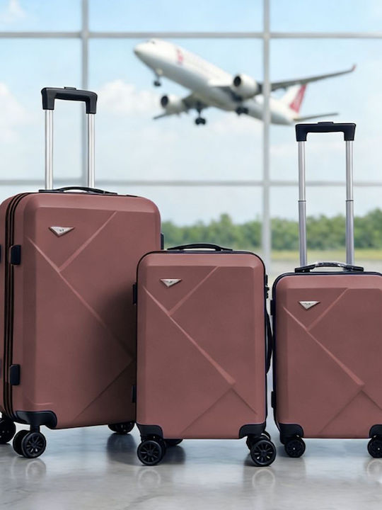 Valize de Călătorie Sigure 20-24-28 Inch Dpink cu 4 Roți Set 3 Bucăți