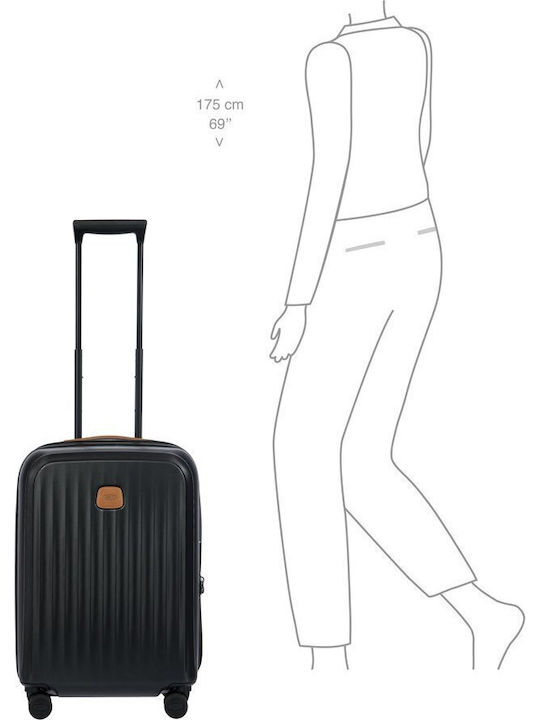 Bric's Milano Cabin Travel Suitcase Black with 4 Wheels Height 55cm