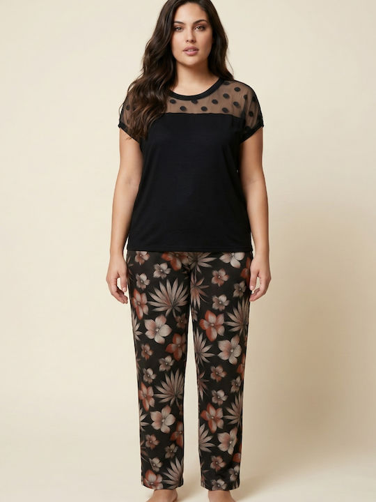 Siyah Inci Siyah Inci Sommer Damen Pyjama Set Leo