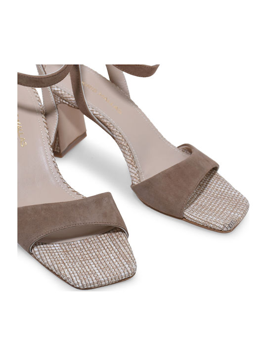 Suede Damen Sandalen Tabac Braun